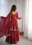 9DESIGNER MAL CHANDERI REAL MIRROR WITH HANDWORK TOP SHARARA WITH DUPATTA FESTIVE WEAR WHOLESALE PRICE ETHNIC GARMENT (3)