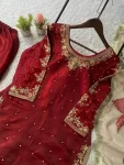 9MODERN GMY SILK CODING WITH SEQUENCE EMBROIDERY WITH BEADS WORK TOP PALAZZO WITH DUPATTA FESTIVE WEAR WHOLESALE PRICE ETHNIC GARMENT (2)