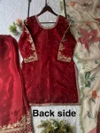 9MODERN GMY SILK CODING WITH SEQUENCE EMBROIDERY WITH BEADS WORK TOP PALAZZO WITH DUPATTA FESTIVE WEAR WHOLESALE PRICE ETHNIC GARMENT (2)