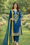 ATTRACTIVE GMY SILK EMBROIDERY AND SEQUENCE WORK TOP BOTTOM WITH DUPATTA TEAL