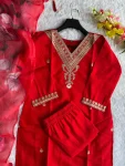 ATTRACTIVE ROMAN SILK EMBROIDERY WITH SEQUENCE WORK TOP BOTTOM WITH DUPATTA FESTIVE WEAR WHOLESALE PRICE ETHNIC GARMENT (3)