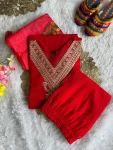 ATTRACTIVE ROMAN SILK EMBROIDERY WITH SEQUENCE WORK TOP BOTTOM WITH DUPATTA FESTIVE WEAR WHOLESALE PRICE ETHNIC GARMENT (3)