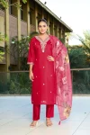 ATTRACTIVE ROMAN SILK EMBROIDERY WITH SEQUENCE WORK TOP BOTTOM WITH DUPATTA FESTIVE WEAR WHOLESALE PRICE ETHNIC GARMENT (3)