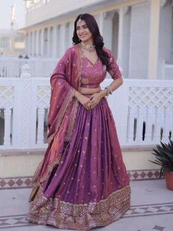 ATTRACTIVE SILK SEQUENCE & ZARI EMBROIDERY WORK LEHENGA CHOLI WITH DUPATTA PINK