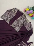 DESIGNE CREPE SILK LACE BORDER WORK READY TO WEAR SAREE WITH STITCHED BLOUSE AND KOTI PARTY WEAR WHOLESALE PRICE ETHNIC GARMENT (7)