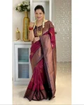 DESIGNER BANARASI SILK WEAVING WORK SAREE WITH UNSTITCHED BLOUSE WINE