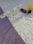 DESIGNER CHINON EMBROIDERY THREAD AND SEQUENCE WORK LEHENGA CHOLI WITH DUPATTA FESTIVE WEAR WHOLESALE PRICE ETHNIC GARMENT (7)
