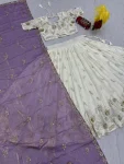 DESIGNER CHINON EMBROIDERY THREAD AND SEQUENCE WORK LEHENGA CHOLI WITH DUPATTA FESTIVE WEAR WHOLESALE PRICE ETHNIC GARMENT (7)