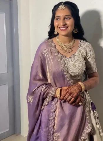 DESIGNER CHINON EMBROIDERY THREAD AND SEQUENCE WORK LEHENGA CHOLI WITH DUPATTA LAVENDER