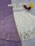 DESIGNER CHINON EMBROIDERY THREAD AND SEQUENCE WORK LEHENGA CHOLI WITH DUPATTA FESTIVE WEAR WHOLESALE PRICE ETHNIC GARMENT (7)