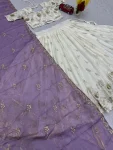 DESIGNER CHINON EMBROIDERY THREAD AND SEQUENCE WORK LEHENGA CHOLI WITH DUPATTA FESTIVE WEAR WHOLESALE PRICE ETHNIC GARMENT (7)
