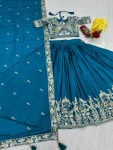 DESIGNER CHINON EMBROIDERY THREAD AND SEQUENCE WORK LEHENGA CHOLI WITH DUPATTA WEDDING WEAR WHOLESALE PRICE ETHNIC GARMENT (4)
