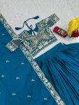 DESIGNER CHINON EMBROIDERY THREAD AND SEQUENCE WORK LEHENGA CHOLI WITH DUPATTA WEDDING WEAR WHOLESALE PRICE ETHNIC GARMENT (4)