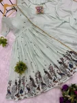 DESIGNER CHINON EMBROIDERY WORK GOWN WITH DUPATTA WEDDING WEAR WHOLESALE PRICE ETHNIC GARMENT (4)