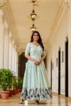 DESIGNER CHINON EMBROIDERY WORK GOWN WITH DUPATTA WEDDING WEAR WHOLESALE PRICE ETHNIC GARMENT (4)