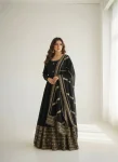 DESIGNER CHINON SILK CODING EMBROIDERY WORK AND GOTTA PAPER 3 MM SEQUENCE WORK GOWN BOTTOM WITH DUPATTA FESTIVE WEAR WHOLESALE PRICE ETHNIC GARMENT (1)
