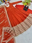 DESIGNER CHINON SILK CODING EMBROIDERY WORK AND GOTTA PAPER 3 MM SEQUENCE WORK GOWN BOTTOM WITH DUPATTA WEDDING WEAR WHOLESALE PRICE ETHNIC GARMENT (11)