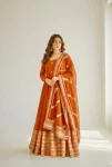 DESIGNER CHINON SILK CODING EMBROIDERY WORK AND GOTTA PAPER 3 MM SEQUENCE WORK GOWN BOTTOM WITH DUPATTA WEDDING WEAR WHOLESALE PRICE ETHNIC GARMENT (11)