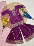 DESIGNER CHINON SILK EMBROIDERY SEQUENCE WORK KID’S TOP SHARARA WITH DUPATTA FESTIVE WEAR WHOLESALE PRICE ETHNIC GARMENT (3)