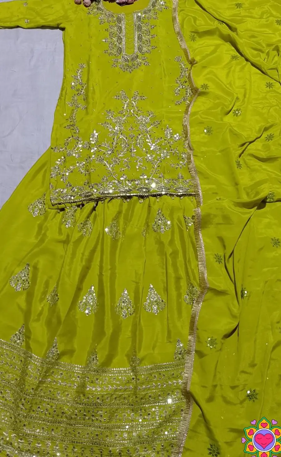 DESIGNER CHINON SILK EMBROIDERY SEQUENCE WORK TOP LEHENGA WITH DUPATTA FESTIVE WEAR WHOLESALE PRICE ETHNIC GARMENT (11)