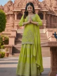 DESIGNER CHINON SILK EMBROIDERY SEQUENCE WORK TOP LEHENGA WITH DUPATTA FESTIVE WEAR WHOLESALE PRICE ETHNIC GARMENT (10)