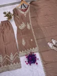 DESIGNER CHINON SILK EMBROIDERY SEQUENCE WORK TOP PALAZZO WITH DUPATTA FESTIVE WEAR WHOLESALE PRICE ETHNIC GARMENT (4)