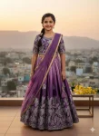 DESIGNER CHINON SILK SEQUENCE EMBROIDERY WORK KID'S LEHENGA CHOLI WITH DUPATTA PURPLE