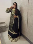 DESIGNER CHINON THREAD, EMBROIDERY , AND 25,000+ SEQUENCE WORK TOP LEHENGA WITH DUPATTA BLACK