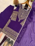 DESIGNER CRUNCHY SILK EMBROIDERY SEQUENCE WITH LACE BORDER WORK TOP PALAZZO WITH DUPATTA FESTIVE WEAR WHOLESALE PRICE ETHNIC GARMENT (3)