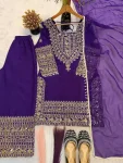 DESIGNER CRUNCHY SILK EMBROIDERY SEQUENCE WITH LACE BORDER WORK TOP PALAZZO WITH DUPATTA FESTIVE WEAR WHOLESALE PRICE ETHNIC GARMENT (3)