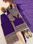 DESIGNER CRUNCHY SILK EMBROIDERY SEQUENCE WITH LACE BORDER WORK TOP PALAZZO WITH DUPATTA FESTIVE WEAR WHOLESALE PRICE ETHNIC GARMENT (3)