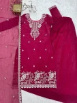 DESIGNER CRUNCHY SILK EMBROIDERY SEQUENCE,THREAD AND JARI WORK TOP PALAZZO WITH DUPATTA FESTIVE WEAR WHOLESALE PRICE ETHNIC GARMENT (17)