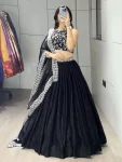DESIGNER FENDY SATIN PLAIN WITH EMBROIDERY WORK BELT ON LEHNEGA CHOLI WITH DUPATTA PARTY WEAR WHOLESALE PRICE ETHNIC GARMENT (4)