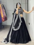 DESIGNER FENDY SATIN PLAIN WITH EMBROIDERY WORK BELT ON LEHNEGA CHOLI WITH DUPATTA PARTY WEAR WHOLESALE PRICE ETHNIC GARMENT (4)