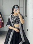 DESIGNER FENDY SATIN PLAIN WITH EMBROIDERY WORK BELT ON LEHNEGA CHOLI WITH DUPATTA PARTY WEAR WHOLESALE PRICE ETHNIC GARMENT (4)