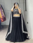DESIGNER FENDY SATIN PLAIN WITH EMBROIDERY WORK BELT ON LEHNEGA CHOLI WITH DUPATTA PARTY WEAR WHOLESALE PRICE ETHNIC GARMENT (4)