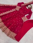 DESIGNER FENDY SATIN SILK EMBROIDERY CODING AND SEQUENCE WORK GOWN BOTTOM WITH DUPATTA FESTIVE WEAR WHOLESALE PRICE ETHNIC GARMENT (1)