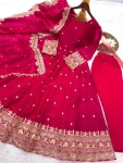 DESIGNER FENDY SATIN SILK EMBROIDERY CODING AND SEQUENCE WORK GOWN BOTTOM WITH DUPATTA FESTIVE WEAR WHOLESALE PRICE ETHNIC GARMENT (1)