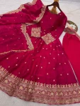 DESIGNER FENDY SATIN SILK EMBROIDERY CODING AND SEQUENCE WORK GOWN BOTTOM WITH DUPATTA FESTIVE WEAR WHOLESALE PRICE ETHNIC GARMENT (1)