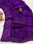 DESIGNER FENDY SATIN SILK MULTI THREAD SEQUENCE WORK SAREE WITH UNSTITCHED BLOUSE WEDDING WEAR WHOLESALE PRICE ETHNIC GARMENT (6)