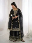 DESIGNER FENDY SILK EMBROIDERY CODING AND SEQUENCE WORK TOP PALAZZO WITH DUPATTA FESTIVE WEAR WHOLESALE PRICE ETHNIC GARMENT (20)