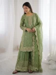 DESIGNER FENDY SILK EMBROIDERY CODING AND SEQUENCE WORK TOP PALAZZO WITH DUPATTA FESTIVE WEAR WHOLESALE PRICE ETHNIC GARMENT (12)
