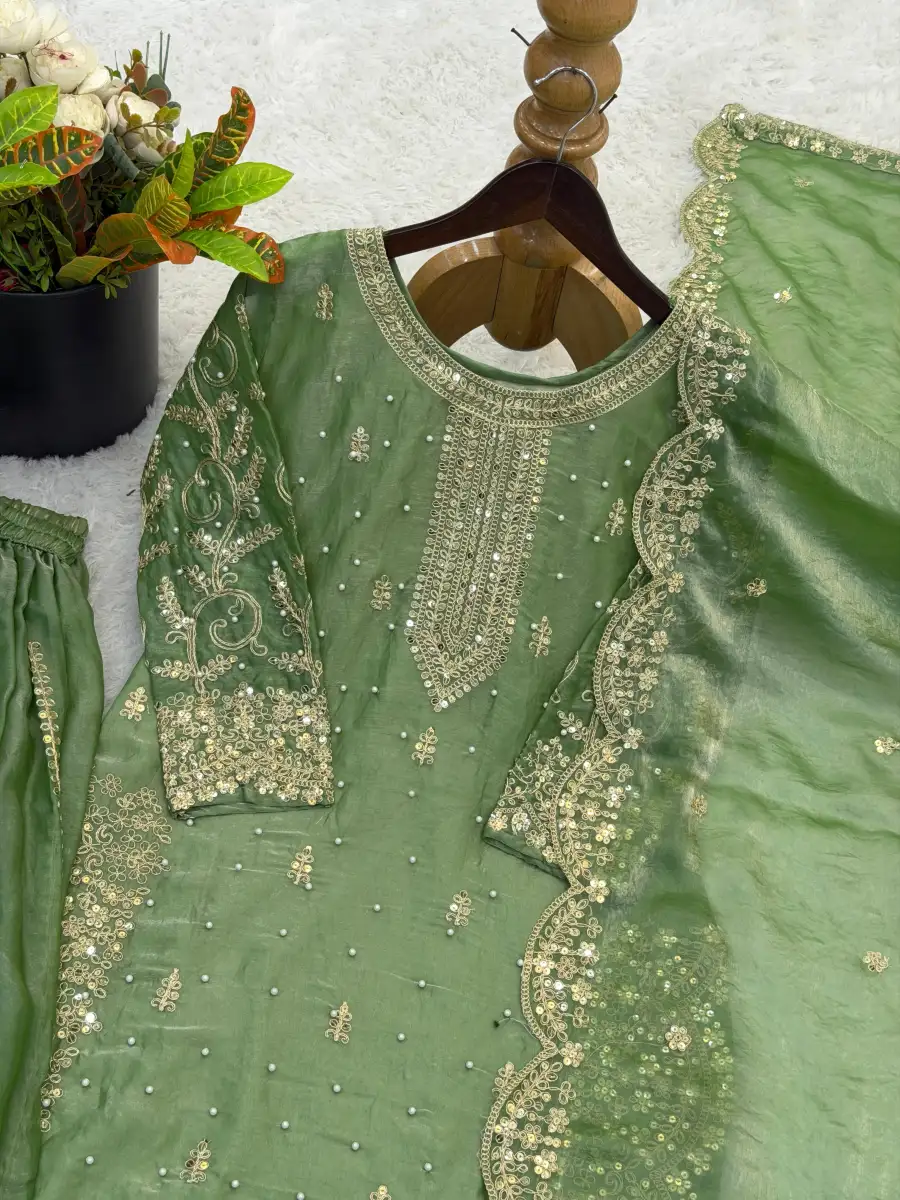 DESIGNER FENDY SILK EMBROIDERY CODING AND SEQUENCE WORK TOP PALAZZO WITH DUPATTA FESTIVE WEAR WHOLESALE PRICE ETHNIC GARMENT (19)