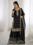 DESIGNER FENDY SILK EMBROIDERY CODING AND SEQUENCE WORK TOP PALAZZO WITH DUPATTA FESTIVE WEAR WHOLESALE PRICE ETHNIC GARMENT (20)