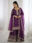 DESIGNER FENDY SILK EMBROIDERY CODING AND SEQUENCE WORK TOP PALAZZO WITH DUPATTA FESTIVE WEAR WHOLESALE PRICE ETHNIC GARMENT (22)