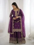 DESIGNER FENDY SILK EMBROIDERY CODING AND SEQUENCE WORK TOP PALAZZO WITH DUPATTA FESTIVE WEAR WHOLESALE PRICE ETHNIC GARMENT (22)