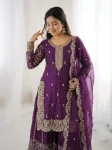 DESIGNER FENDY SILK EMBROIDERY CODING AND SEQUENCE WORK TOP PALAZZO WITH DUPATTA FESTIVE WEAR WHOLESALE PRICE ETHNIC GARMENT (22)