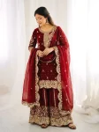 DESIGNER FENDY SILK EMBROIDERY CODING AND SEQUENCE WORK TOP PALAZZO WITH DUPATTA FESTIVE WEAR WHOLESALE PRICE ETHNIC GARMENT (5)
