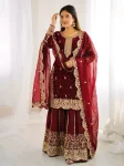 DESIGNER FENDY SILK EMBROIDERY CODING AND SEQUENCE WORK TOP PALAZZO WITH DUPATTA FESTIVE WEAR WHOLESALE PRICE ETHNIC GARMENT (5)