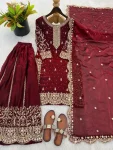 DESIGNER FENDY SILK EMBROIDERY CODING AND SEQUENCE WORK TOP PALAZZO WITH DUPATTA FESTIVE WEAR WHOLESALE PRICE ETHNIC GARMENT (5)